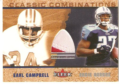 2002 Fleer Tradition Classic Combinations Memorabilia 18 Eddie George JSY / Earl Campbell (Football Cards) (Piece of Authentic Jersey)