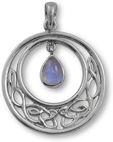Celtic Knot Moonstone Drop Sterling Silver Pendant