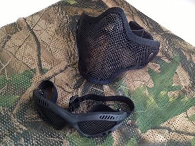 【3点セット】 大人気 サバゲー 迷彩 メッシュ サバイバルゲーム フェイスマスク+スカーフ+ゴーグル ブラック スパイク 黒