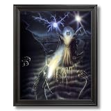 Magical Wizard Fire Dragon # 1 Fantasy Home Decor Wall Picture Black Framed Art Print