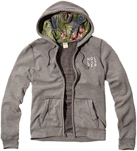 Hollister Mens Hoodie Medium Gray Floral Hood