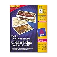 Avery Folded Two-Side Printable Clean Edge Business Cards for Laser Printers, White, Matte, Pack of 120