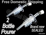 2 pc Clear Bottle Pourer Spout Stopper Dispenser Liquor Wine Olive Oil Vinegar