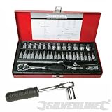 : SILVERLINE 38 PIECE 1/4'' DRIVE METRIC SOCKET WRENCH SET