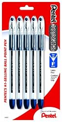 Pentel R.S.V.P. Ballpoint Pen, Fine Line, Blue Ink, 5 Pack (BK90BP5C)