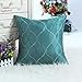 CaliTime Cushion Covers Pillows Shell Teal Ground Embroidered 18 X 18 Inches Two-tone Geometric Waves