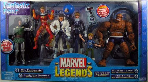 MARVEL LEGENDS 2004 - FANTASTIC FOUR - Exclusive Box-Set - incl. Mr. Fantastic & Invisible Woman & Dr. Doom & Human Torch & The Thing & FRANKLIN RICHARDS mit H.E.R.B.I.E The Robot