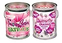 Savvi Girls Bucket Tattoo Assortments - 1 Butterfly Buckets and 1 Fantasy Garden Buckets