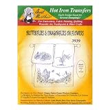 Aunt Marthas iron on transfers envelope for embroidery fabric painting quilting wearable art needlepoint & other crafts butterflies and dragonflies on flowers 3939 - B001GIIW0A