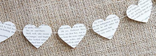 Harry Potter heart shape garland made from recycled books - 2 inch hearts - Garland approx 10ft long