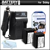 2 Pack Battery And Charger Kit For Sony HDR-CX220, HDR-CX220/B, HDR-CX220/L, HDR-CX220/R, HDR-CX220/S HD Camcorder Includes 2 Extended Replacement (2300Mah) NP-FV70 Batteries + Ac/Dc Travel Charger + MicroFiber Cloth + More