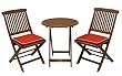 Outdoor Interiors Eucalyptus 3 Piece Round Bistro Outdoor Furniture Set - includes cushions