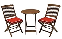 Hot Sale Outdoor Interiors Eucalyptus 3 Piece Round Bistro Outdoor Furniture Set - includes cushions