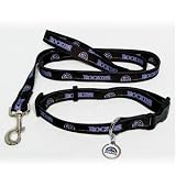 Colorado Rockies Pet Set Dog Leash Collar ID Tag MEDIUM