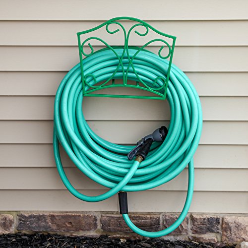 Garden Hose Holder Decorative Green Wall Mount Hanger Rack Including
