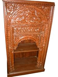 Carved Bookcase Peacock Motif Intricate Carving Furniture