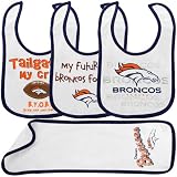 NFL Infant/Toddler Boys' Denver Broncos 4-Piece Bib and Burp Set (Team Color, One Size)