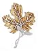 Handmade sterling silver and champleve hand enameled leaf pin or brooch with diamonds