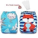 iZiv新生児2厚いおむつ付きオーガニック幼児防水/調整/再利用可能/洗えるポケット布おむつのフィット赤ちゃん0.5-3歳（カラー1）