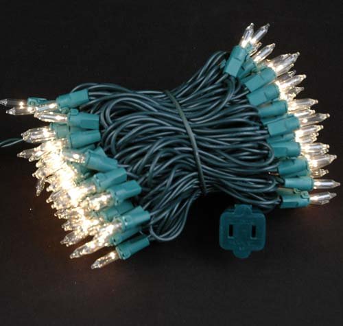 Novelty Lights Inc CG100-4-G-CL Commercial Grade Christmas Mini Light Set Clear Green Wire 100 Light 4B0041CMS1C 