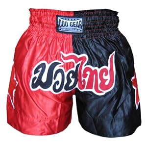 L Red/black Duo *starsplit* Muay Thai Kickboxing Boxing Shorts