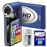 SVP T400-Blue 1280x720p True HD Camcorder with 2.4 LCD (SVP 16GB SDHC Memory Card & AA Rechargeable Set Included)