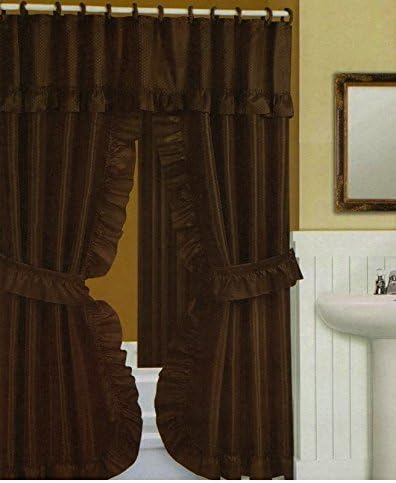 Double Swag Shower Curtain with Liner Set Chocolate - 70x72