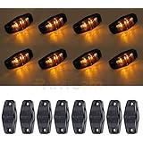 Partsam 8pcs 12V LED Light 2 Diode Smoke Lens/Amber Universal Mount Clearance Side Marker Trailer