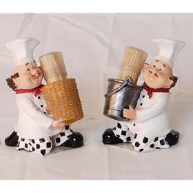 Happy chefs figurines salt and pepper shakers
