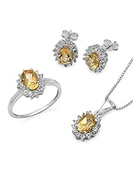 4.60 ct. t.w. Genuine Citrine & White Topaz Sterling Silver Set