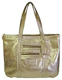 Coach Signature Poppy Gold Leather Glam Tote