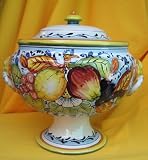 Florence Fruit Centerpiece with Pedestal - Fruit Bowl- Italian Ceramics- Pottery- Majolica - SAVE an EXTRA $10.00 from the discounted price of $198.00 (retail price $279.00)- Save 10% when you spend $300 or more. Last One in stock!