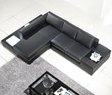 Modern Black Compact Leather Sectional Sofa