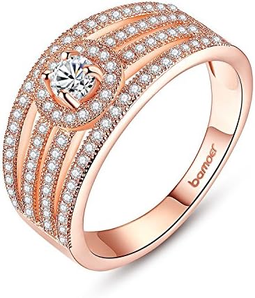 Fashion Multi Layers 18K Rose Gold Plated AAA Cubic Zircon Round Cut Finger Promise Anniversary Ring for Women Hot sale