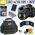 Nikon D90 DX 12.3MP Digital SLR Camera with 18-105mm f/3.5-5.6G ED AF-S VR DX Nikkor Zoom Lens + Accessory Kit