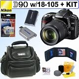 Nikon D90 DX 12.3MP Digital SLR Camera with 18-105mm f/3.5-5.6G ED AF-S VR DX Nikkor Zoom Lens + Accessory Kit