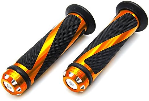 Universal 7/8" Motorcycle Bike Rubber Handlebar Hand Grips with Caps Bar Ends (gold) by Shinehome