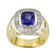 14K Two-Tone Gold Man's Tanzanite and Diamond Ring