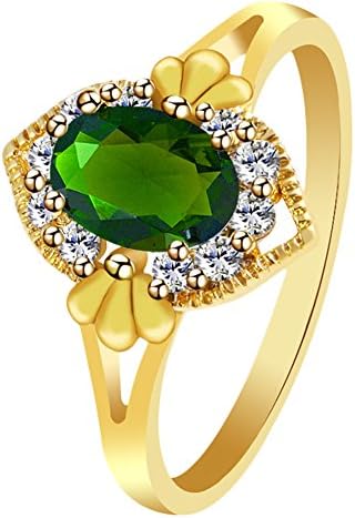 WUHANCGG Women's Metal Chrysoprase Wedding Ring Size 8 Color Golden