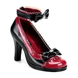 GLAM-40, 3 3/4 Heel Lolita Mini P/F Pump W/Skull Bow Detail