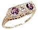 14k White Gold Edwardian Style Filigree Amethyst and Diamond Ring
