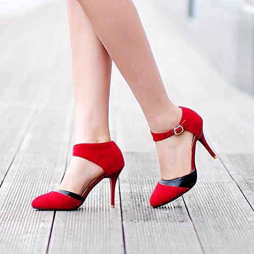 Sexy high heels hollow Seasons header pointed shoes Korean mixed colors shoes-Red Foot Length=22.4CM=8.8In