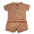 Sophie Catalou - Newborn And Infant Girls Short Sleeve Short Set, Pink, Brown