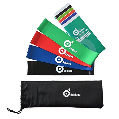 Exercise Resistance Loop Bands, ODOLAND Set of 4 Modes Resistance Bands -Light, Medium, Heavy and X-heavy Exercise Bands- In Home Gym Strength and Fitness- Best for Stretch, Therapy, Strength, Running, Pilates, Rehabilitation