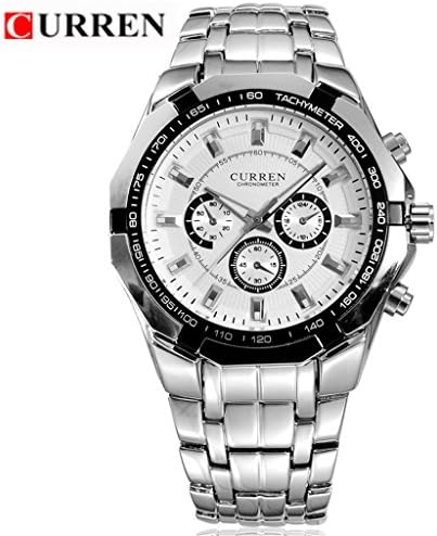 Affute Casual Men Sports Watches Men Military Wrist Watches Full Steel Men Watch Waterproof (White)