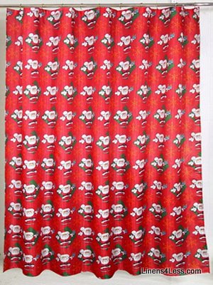 Santa Claus Fabric Shower Curtain - Christmas Bath Theme