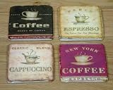 Set of 4 Heavy Vintage-Style Pottery 'Coffee' Coasters. Great Gift Idea