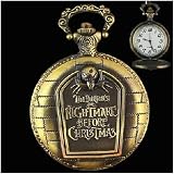 Nightmare Before Christmas Antique Style Bronze Pocket Watch with Chain