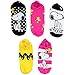 (5 Pairs) Peanuts Characters Ladies No Show Ankle Socks