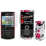 iNcido Brand Nokia X2-01 Combo Red Flower on White Protective Case Faceplat ....